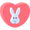 Cute pink heart with bunny symbol representing cruelty-free skincare.